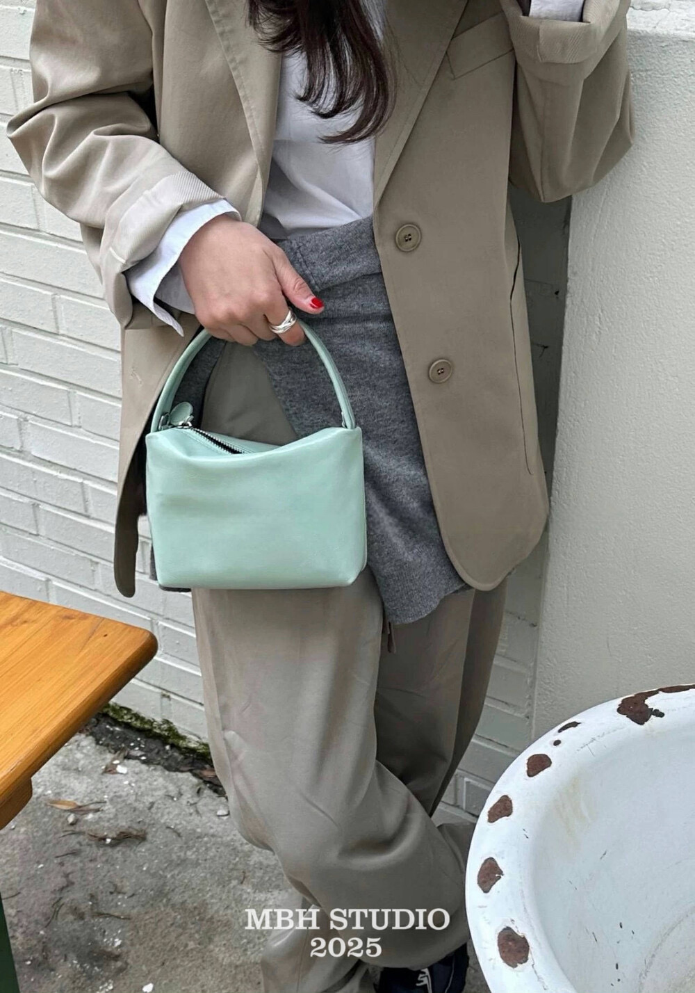 MBH Top-Grain Waxed Leather Lunch Box Bag Spring Summer Handbag