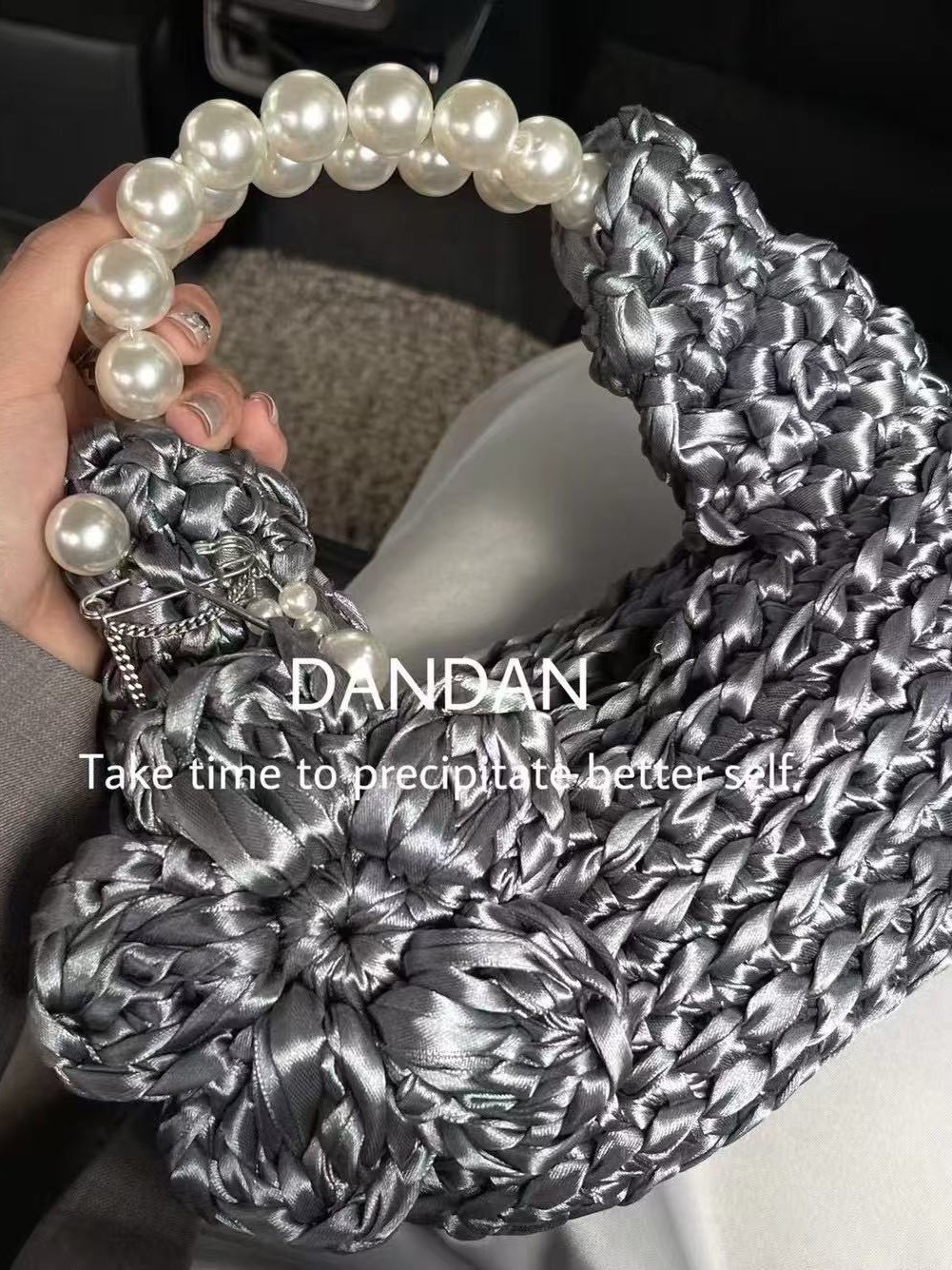 Floral Beaded Wrist Pillow Bag for Evening Parties
