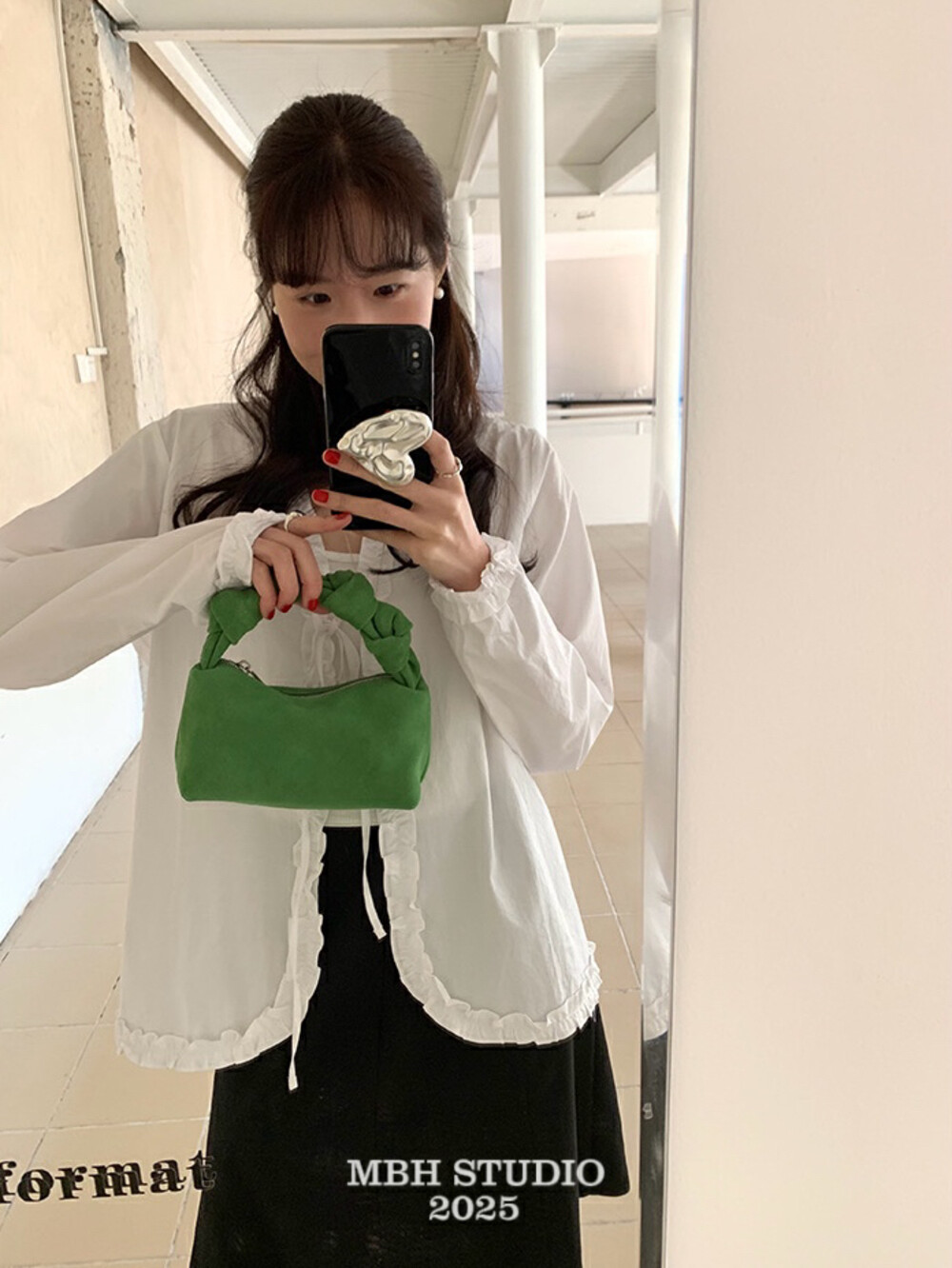 MBH 2025 Spring Pleated Cloud Bag Fresh Green Handbag
