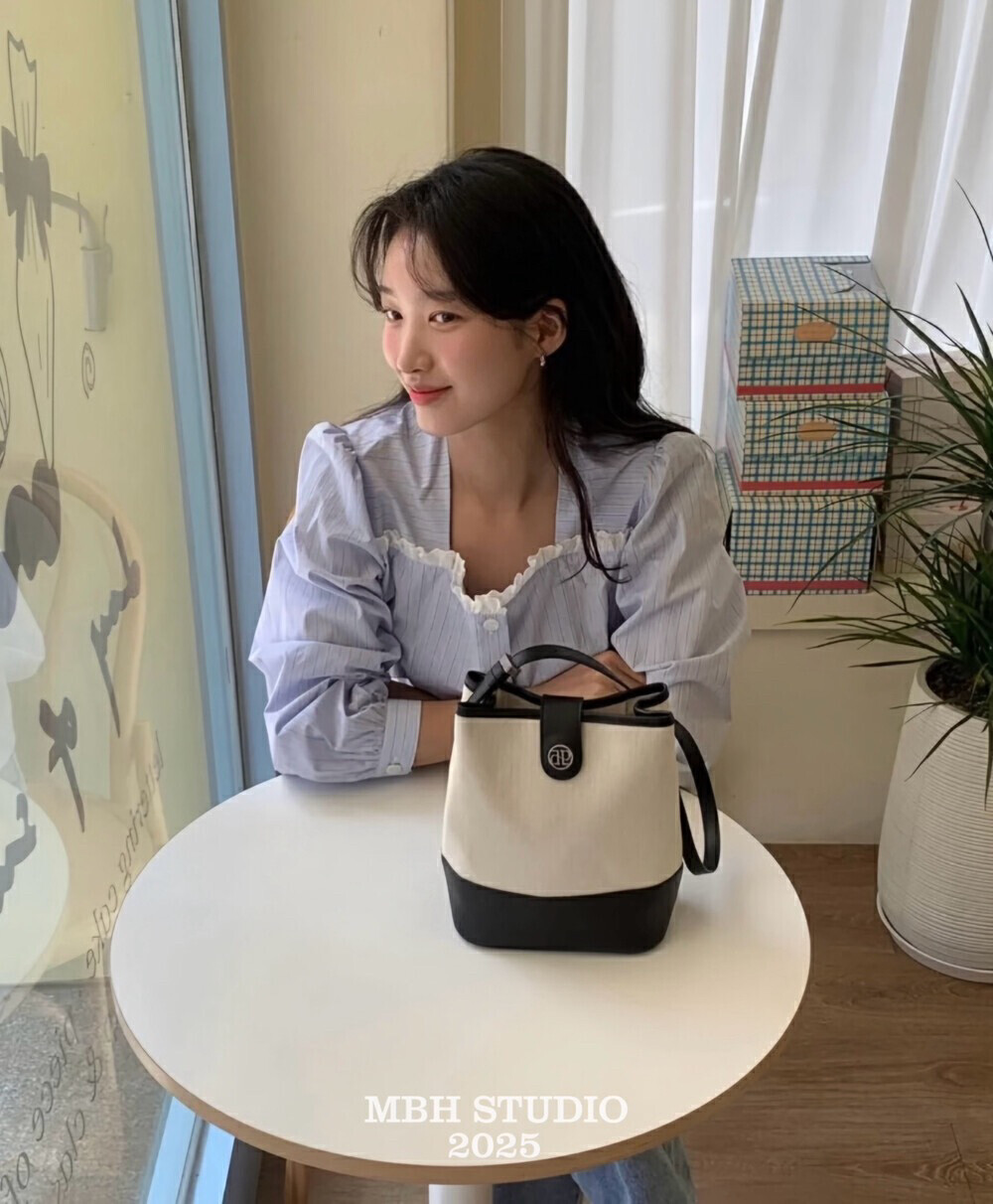 MBH Korean Style Canvas Mini Bucket Bag Casual Versatile Shoulder Bag