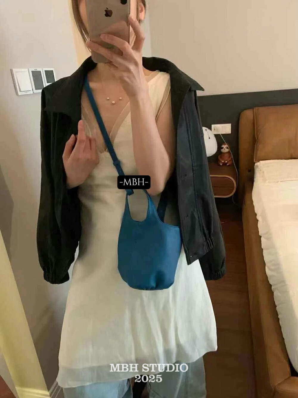 MBH 2025 New Sheepskin Bucket Bag Minimalist Literary Basket Tote with Shoulder Strap