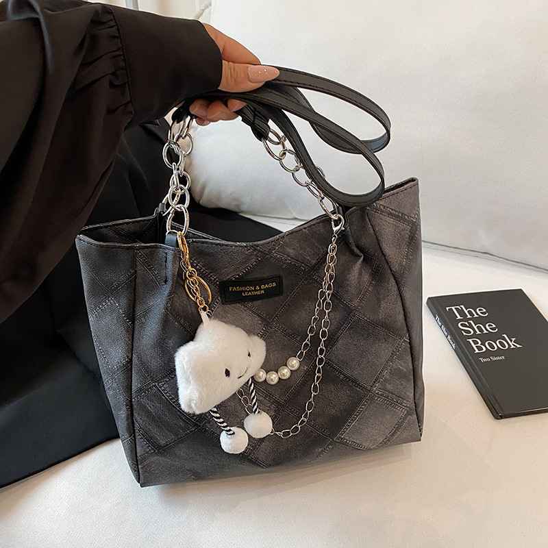 Cross-Border Retro Diamond Quilted Women's Bag 2025 New Fashion Tote Large Capacity Underarm Shoulder Bag Trendy